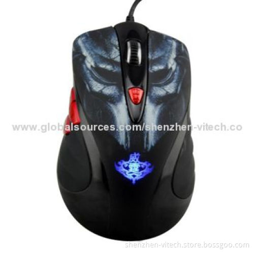 USB Optical Mouse with 2,800cpi Adjustable Speed, Rubber Handle Groove